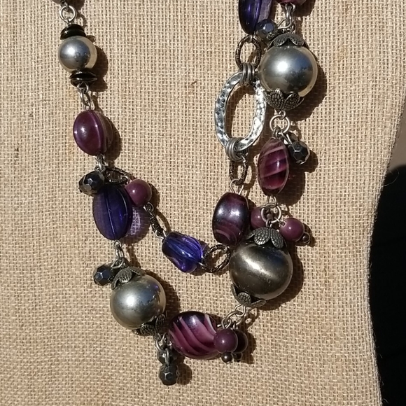 Chico's Purple & Silver Necklace & Earrings - Picture 4 of 6